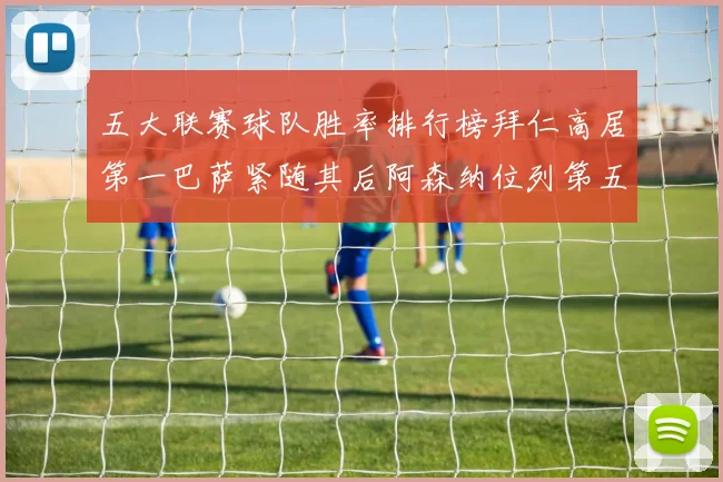 五大联赛球队胜率排行榜拜仁高居第一巴萨紧随其后阿森纳位列第五